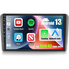 Android 13 Car Radio for Audi A3 S4 RS4 8E B6 B7 2008-2012 with Carplay Android Car, 9 Inch Screen Double DIN with Navi Bluetooth WiFi HiFi FM + AHD Reversing Camera