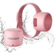 Momoho Bluetooth Speaker, Waterproof Portable Bluetooth Speaker with Portable Band, IPX7, Smallest Speaker, TF Card Game Support for Indoor Outdoor Hiking (Pink)