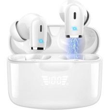 Wireless Bluetooth Headphones, In-Ear Headphones, Bluetooth 5.3 with Dual HD Microphone, 40 Hours Immersive Premium Sound Earphones, LED Display, USB-C Fast Charging, IP7 Waterproof Earbuds