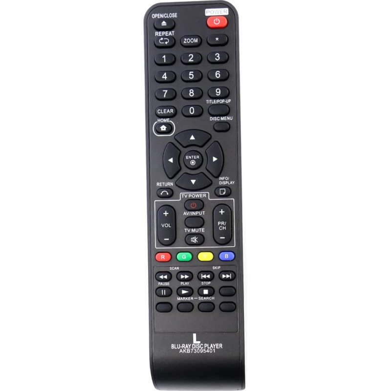 AULCMEET AKB73095401 Replacement Remote Control Compatible with LG Blu-ray Recorder Disc DVD Player BD630C BD640C BD611 BD611 BD620C BD555 BD550