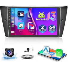 For BMW E90/E91/E92/E93 2005-2011, 2+64G Hikity Car Radio Android with Wireless Carplay Android Car Mirror Link, 9 Inch Touch Display Radio with Screen Navigation BT FM RDS Reversing Camera