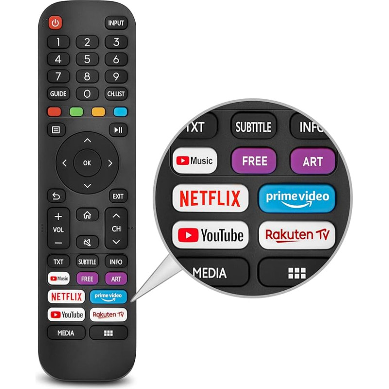 Universal Replacement for VIDAA TV Remote, Upgraded Infrared EN2G30H/EN2A30 Remote Control