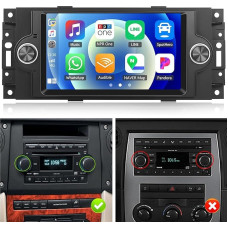 2G + 64G CAMECHO Android 13 Car Radio for Jeep Chrysler 300C Chrysler PT Cruiser Dodge RAM with Navi Carplay Android Car, Radio Double DIN with 6.2 Inch Screen, Bluetooth RDS/FM MirrorLink and USB