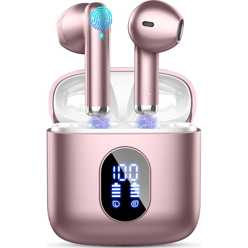 Headphones Wireless Bluetooth 5.3, Bluetooth Headphones In-Ear Headphones, 2024 Wireless Headphones with 4 ENC Mic, Noise Cancelling Earbuds 30 Hours Deep Bass, USB-C, IP7 Waterproof Earphones, LED