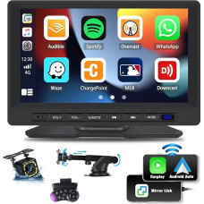 CAMECHO 1 Din Autoradio Wireless Apple Carplay Android Auto, 7 Zoll Flip Out Bildschirm AutoRadio mit Bluetooth/GPS/AUX/USB/Mirror Link+Rückfahrkamera