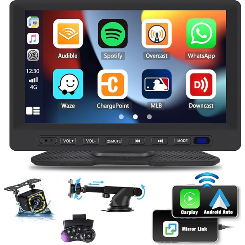 CAMECHO 1 Din Autoradio Wireless Apple Carplay Android Auto, 7 Zoll Flip Out Bildschirm AutoRadio mit Bluetooth/GPS/AUX/USB/Mirror Link+Rückfahrkamera