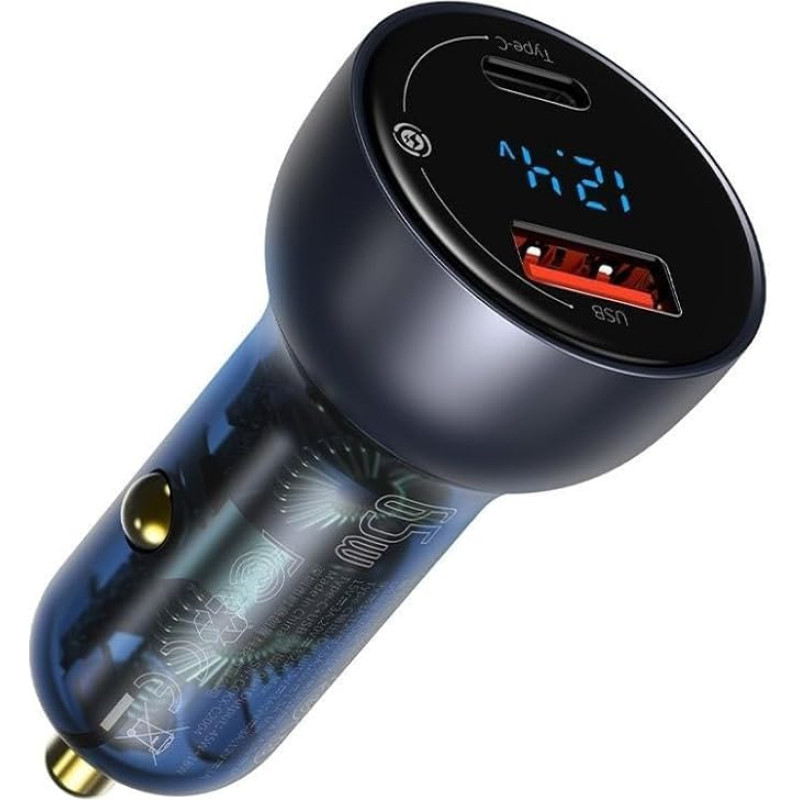 Baseus Car Charger Particular Digital Display C+U, PD 3.0 QC 4.0+, SCP, PPS, 5A, 65W Dark Grey (CCKX-C0G)