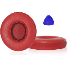 Professional Replacement Ear Pads for Beats Solo 2 & Solo 3 Wireless On-Ear Headphones, Premium Headphones, Ear Pads, Cushion with Softer Leather and High Elastic Foam (Red)