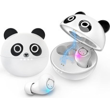 Panda Wireless Headphones, Bluetooth Wireless Headphones In Ear IPX5 Waterproof Headphones with Microphones and Quick Charging Case, 32 Hours Playtime, Touch Buttons Headset for Smartphone