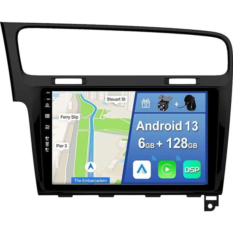 [6GB + 128GB] Android 13 Car Radio for VW Golf 7 Golf VII 2012-2020-[Integrated CarPlay/Android Car/DSP/GPS]-10.1 Inch IPS Screen DAB/Mirror Link/Bluetooth 5.0/AHD/360 Camera