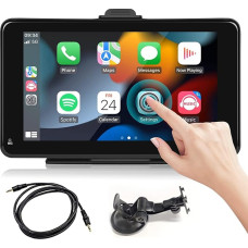 7 Inch Touchscreen Car Radio with CarPlay, Android Car, Bluetooth and SpiegelLink for Trucks, Motorhomes and Camping Cars, Memory Card and Suction Cup Holder