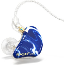 BASN MMCX In Ear Headphones Musicians 3 Driver Noise Isolating Headphones with 2 Upgraded Detachable Cables (Ice Blue)