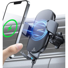 Mobile Phone Holder Car with Charging Function, APPS2Car Upgrade Hook and 15 W Quick Charge 360° Car Mobile Phone Holder with Charging Function, Suitable for Samsung Galaxy S22/S21/S20 etc.