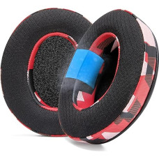 WC Freeze Hybrid Fabric Cooling Gel Replacement Ear Pads - Compatible with HyperX Cloud, Steelseries Arctis, ATH M50X, Turtle Beach Stealth and More - Comfortable and Cool Longer | Red Prism