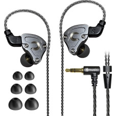 Hmusic IEM Headphones, HiFi Wired Headphones, Hi-Res Lossless DD+BA Driver In-Ear Headphones, Noise Isolating High Resolution Earphones with 0.78 mm 2 Pin Removable Cable (without Microphone)