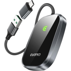 cuarko CarPlay Wireless Adapter, Quick Connection, Converts Wired CarPlay to Wireless CarPlay [Extra USB A to C Adapter], Compatible with iPhone 6, iOS 10 and Later