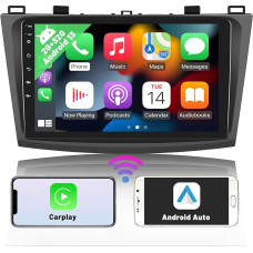 Hikity Android Car Radio with Wireless CarPlay for Mazda 3 2009 2010 2011 2012 2013, 9 Inch IPS Touchscreen Car Radio with Navigation RDS BT GPS Android Car Reversing Camera 2G + 32G for Mazda 3