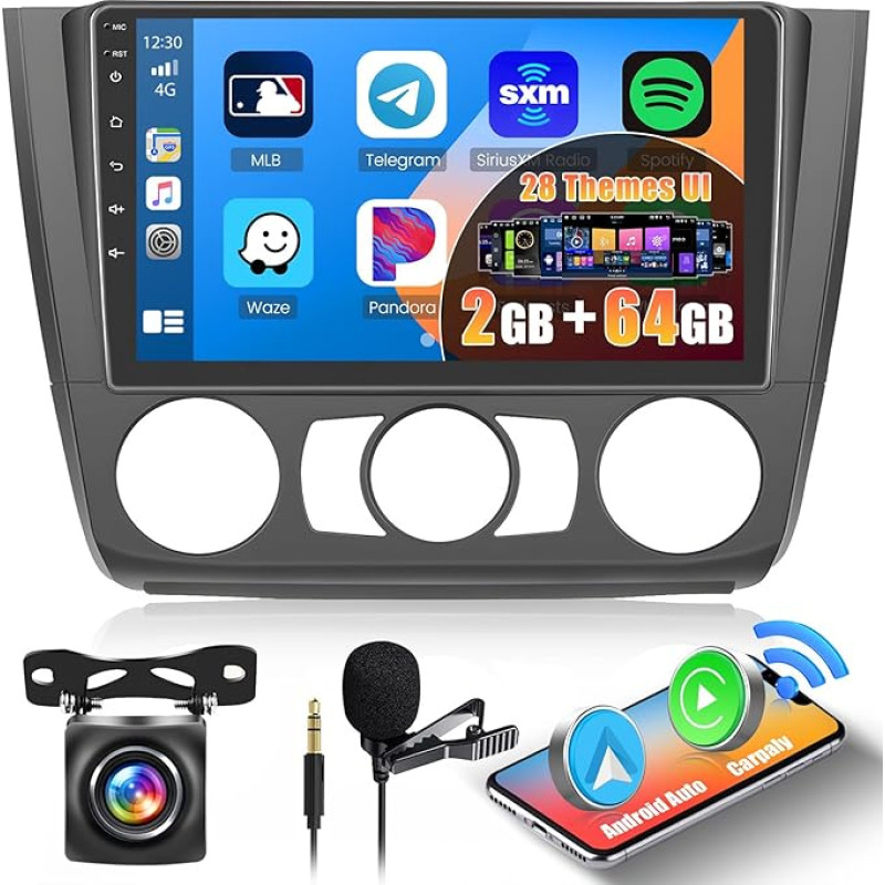 Inefala Android 13 2G/64G Car Radio GPS Navigation for BMW 1 Series E87 E81 E82 E88 2008-2012 Radio Wireless Carplay Android Car, 9 Inch Touchscreen, GPS, WiFi, BT, USB, FM RDS, EQ, MIC, CAM