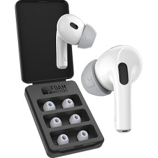 Foam Masters 3 Pairs 4.0 Memory Foam Earplugs for AirPods Pro 1st & 2nd Generation Comfortable Safe Better Noise Cancelling Replacement Buds (Various Sizes S/M/L, Grey)