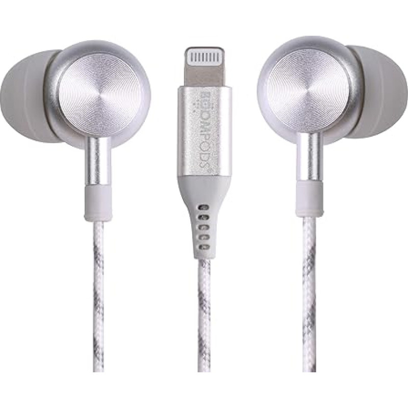 Boompods Digibuds Lightning Earbuds - Apple MFi Certified - Cable Headphones for iPhone & iPad, Wired Lightning Headphones, iPhone Headphones with Lightning & Braided Cable, Titanium