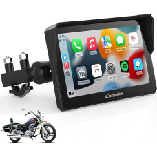 Carpuride W702 Motorcycle Carplay Screen, Wireless CarPlay & Android Car, 7 Inch Waterproof Touch Screen, Dual Bluetooth, Navigation, Siri