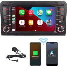 HLLECARMO Car Radio for Audi A3 S3 8P 8B RS3 Radio Car Audio Wireless Carplay and Android Car with 7 Inch Touchscreen Mirror Link Bluetooth RDS AM/FM USB DSP 4.2 Channel Audio Output Subw EQ SWC