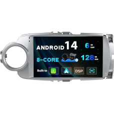 SXAUTO Android 14 - [6G + 128G, Octa-Core] - IPS Car Radio for Toyota Yaris GRMN (2011-2018) - Carplay Android Car - Camera + Mic - 360-CAM DAB Steering Wheel Control WiFi Bluetooth Fast Boot - 2 DIN