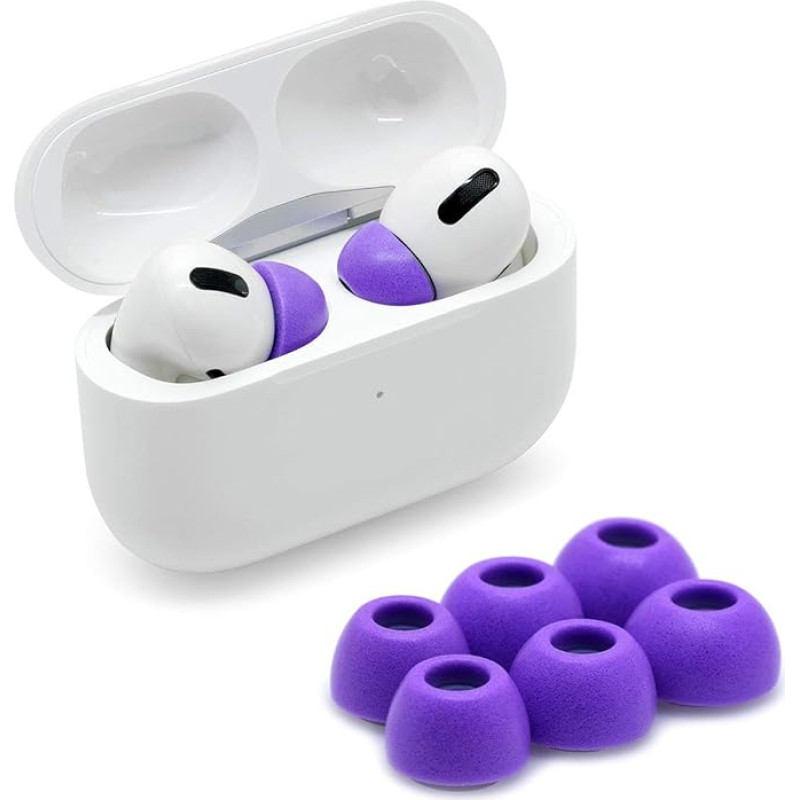 Eartune Fidelity UF-A Premium Memory Foam Tips for AirPods Pro - Fits Inside Charging Case, Stays In Your Ears, Superior Sound Insulation and Built-in Wax Protection, Large, [Purple]