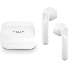 Vieta Pro Wireless Bluetooth Headphones, Touch Control and Hands-Free Calling, Headphones with Microphone and Long Battery Life of 20 Hours, Button Headphones with Charging Box, Track 2, White