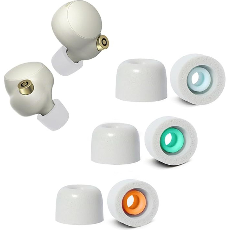 3 Pairs Memory Foam Eartips for Sony WF-1000XM4 Replacement Eartips for Sony WF-1000XM4, WF-1000XM5, S/M/L, Silver