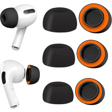 Replacement Earplugs for Airpods Pro UPGRADED, Earplugs with Noise Reduction Hole, 3 Pairs Soft Memory Foam Silicone Earbuds for AirPods Pro, Suitable for Charging (S/M/L, Black)