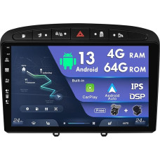 MISONDA 9 Inch IPS Android Car Radio for Peugeot 308/308SW/408 (2008-2010) - [4G + 64G] - Built-in DSP + Carplay - Camera without Microphone - SWC 4GBT DAB 360 Fast-Boot AUX