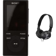 Sony NW-E394 Walkman, 8GB (Photo Storage, FM Radio Function), Black & MDR-ZX310W Lifestyle Headphones, Black