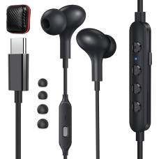 USB C Headphones, In-Ear Karaoke Headset, USB C Connection with ENC Microphone Cable, Magnetic Type C Earphones for Galaxy A35 5G A55 Samsung A54 A34 iPhone 15 Pixel 8a 7 6 Xiaomi 14 Live Show, KTV,