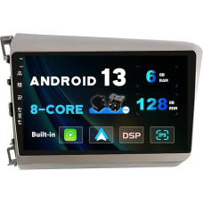 SXAUTO - 6G + 128G - Android 12 IPS Car Radio for Honda Civic (2012-2015) - Built-in Carplay/Android Car - LED Camera + Mic - DAB Steering Wheel Control Fast Boot 360-CAM - 2 DIN 9 Inch