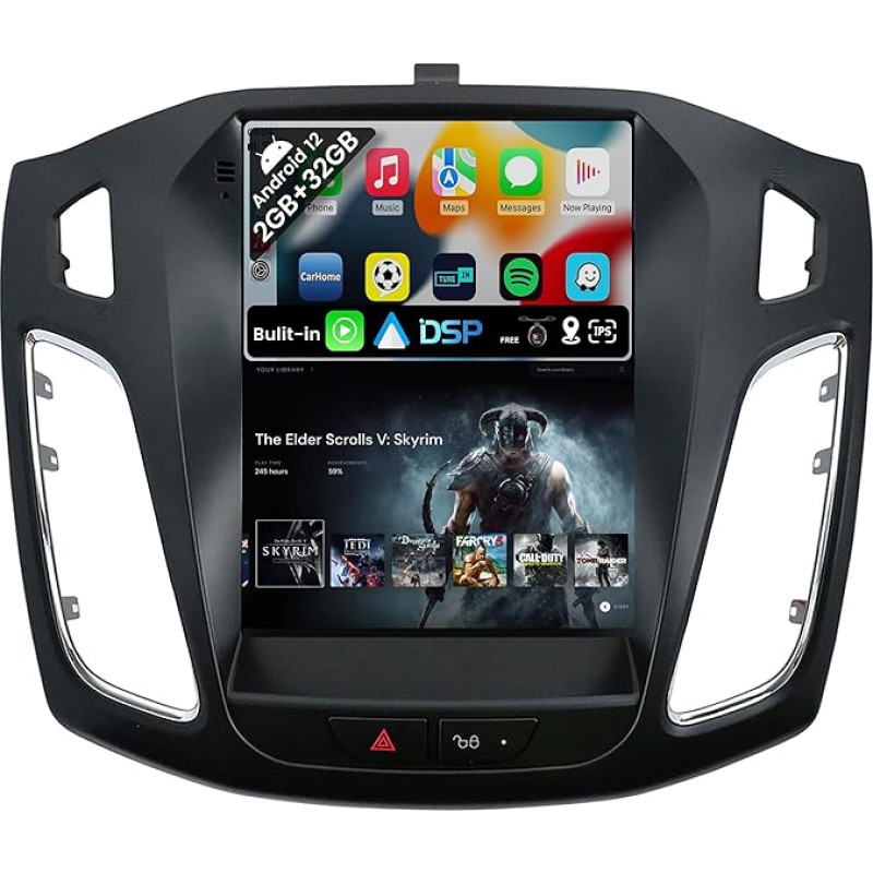 BXLIYER Android 12 IPS Car Radio Fits Ford Focus (2010-2013) - Built-in CarPlay Android Car - Reversing Camera + Canbus - 2G+32G - 9.7 Inch 2 DIN - DSP DAB Steering Wheel Control WiFi Fast Boot 4G