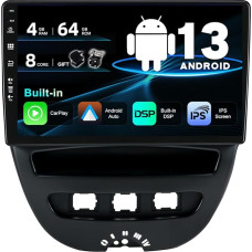 SXAUTO Android 12 IPS Car Radio Suitable for Toyota Aygo/Peugeot 107/Citroen C1 (2005-2014) - Built-in Carplay/Android Car/DSP - LED Camera + MIC - 4G + 64G - DAB 360-CAM SWC Fast Boot - 2 DIN 10.1