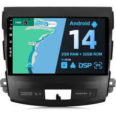 BXLIYER Android 13 Car Radio Suitable for Mitsubishi Outlander (2008-2015) - 2G+32G - Built-in DSP/Carplay/Android Car - Camera Free - 9 Inch 2 DIN - Support Steering Wheel Control 4G WiFi DAB Fast