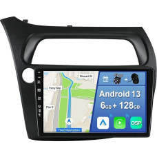 YUNTX [6GB+128GB] Android 12 Car Radio for Honda Civic (2006-2012) [Built-in CarPlay/Android Car/DSP/GPS] 9 inch IPS 2.5D Camera + MIC-DAB/Mirror Link/Bluetooth 5.0/36 0 Camera Steering wheel control