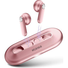 NexiGo Air T2 (Gen 2) Ultra Thin Wireless Earbuds, Qualcomm QCC3040, BT 5.2, 4-Mic CVC 8.0 Noise Cancelling for Clear Calls, Volume Control, aptX, 28 Hours Runtime, IPX5, Pink Gold