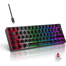 TECURS AZERTY Mechanical Keyboard 60 Percent (Black)