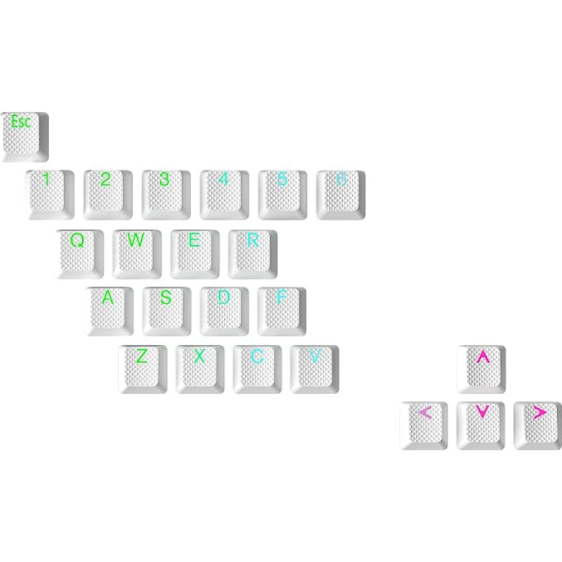 Ranked Rubber Keycap Set | Double Shot Translucent | OEM profilis mechaninei žaidimų klaviatūrai (baltas, 23 klavišai)