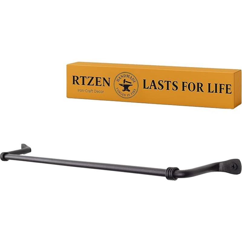 RTZEN Farmehouse Wrought Iron Matt Meta Black Sieninis vonios rankšluosčių laikiklis Rankų darbo namų dekoro metalo virtuvės pakaba (17