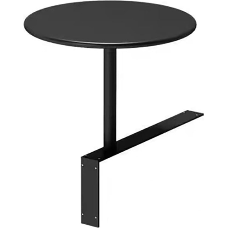 Schwarzer runder Wandtisch, moderner schwebender Getränketisch, Kleiner Beistelltisch aus Metall, L-förmiger Cocktailtisch mit Eisenfuß, platzsparender Wandschreibtisch für Küche und Zuhause