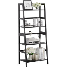 HITNET kopėčių lentyna, juoda, 4 lygių knygų spinta, atvira stovinti lentyna, erdvę taupanti stovinti lentyna vonios kambariui, svetainei, virtuvei