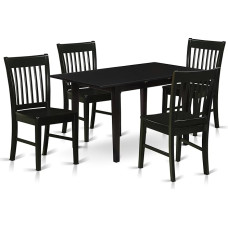 East West Furniture NOFK5-BLK-W Dining Set