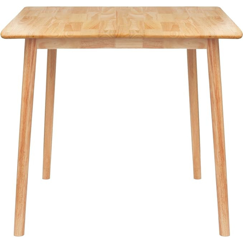 Nicholas Winter Kvadratinis medinis valgomojo stalas - 90 cm x 90 cm - Natūralus - 1 x 4 sėdimos vietos Mažas kaimiškas virtuvės valgomasis iš medžio masyvo, kaučiukmedžio, vakarienei skirti Bistro baldai su 4 kojomis