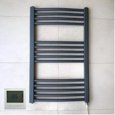 Greened House Electric Towel Rail Heated 500W x 800H Charcoal with Timer and Room Thermostat