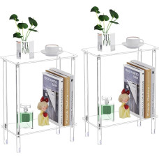 Bkemiy Narrow Side Table Clear Acrylic Set of 2 Small Spaces 15.75