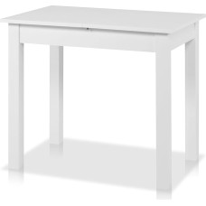 išmanusis valgomojo stalas 90 x 60 cm Baltas virtuvės stalas, išplečiamas iki 130 cm Medinė medžiaga su išplečiama ištraukiama plokštele Modernus stalas iki 6 žmonių